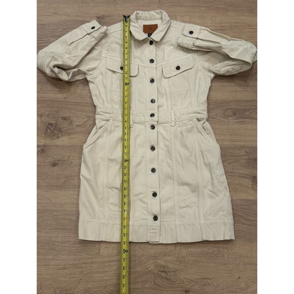 Lauren Ralph Lauren Denim Mini Dress Button-Down Utility Safari Light Cream 8 - Picture 8 of 9